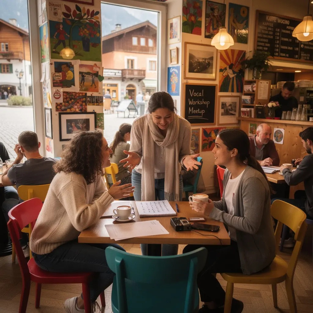 Ein Lehrer, der die richtige Atemtechnik demonstriert und den Schülern Tipps gibt.