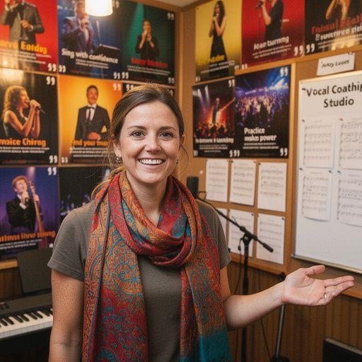 Eine Schülerin, die an ihrer Atemtechnik während des Singens arbeitet.